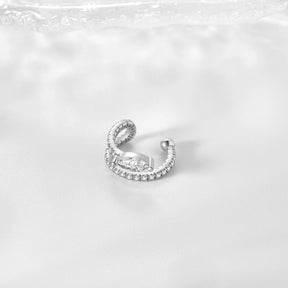 Brinco Ear Cuff Prateado com Zircônia - Luxo sem Furo