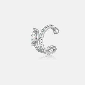 Brinco Ear Cuff Prateado com Zircônia - Luxo sem Furo