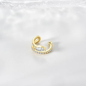 Brinco Ear Cuff Prateado com Zircônia - Luxo sem Furo